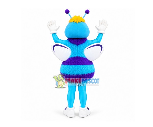Fashionable Waiting Model Blue Bee Mascot Costume Fashionable Waiting Model Blue Bee Mascot Costume