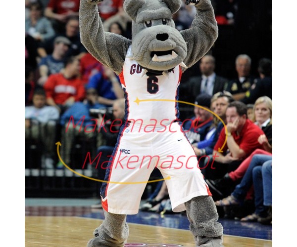 Sturdy College Gray Dog With Collar Mascot Costume