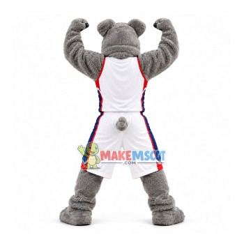 Sturdy College Gray Dog With Collar Mascot Costume