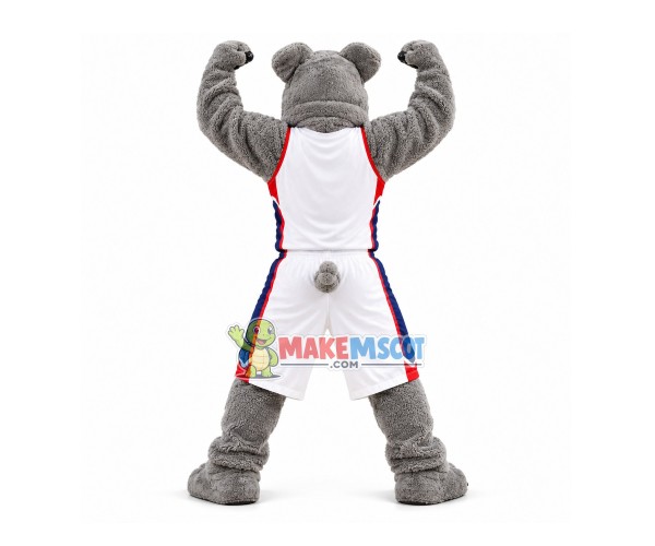 Sturdy College Gray Dog With Collar Mascot Costume Sturdy College Gray Dog With Collar Mascot Costume