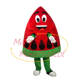 Slice of Juicy Red Watermelon Cartoon Mascot Costume