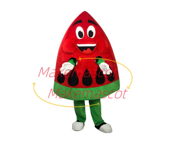 Slice of Juicy Red Watermelon Cartoon Mascot Costume