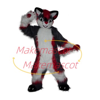 Lively Furry Wolf Catching Tail Mascot Costume Lively Furry Wolf Catching Tail Mascot Costume