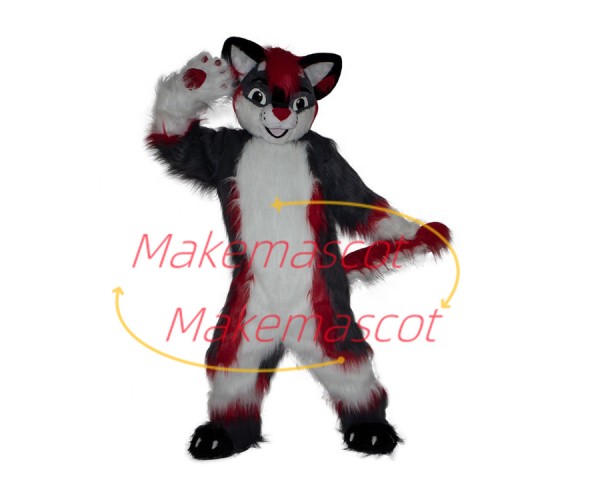 Lively Furry Wolf Catching Tail Mascot Costume Lively Furry Wolf Catching Tail Mascot Costume