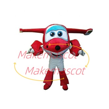 Helpful Red Plane Jett Cartoon Mascot Costume Helpful Red Plane Jett Cartoon Mascot Costume