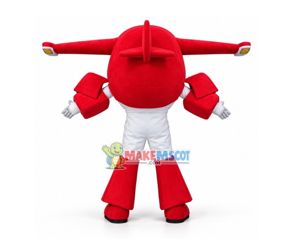 Helpful Red Plane Jett Cartoon Mascot Costume
