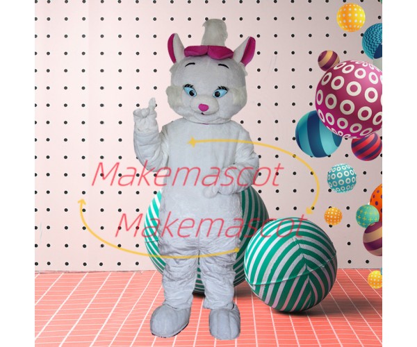Smooth Plush White Cat Mascot Costume