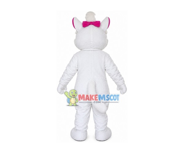 Smooth Plush White Cat Mascot Costume