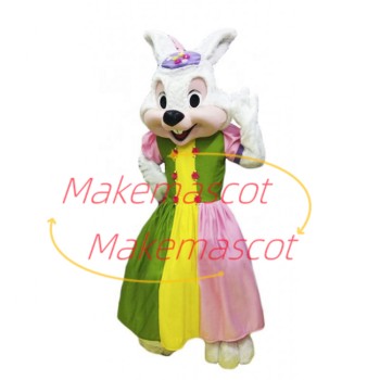 Easter Bunny Wearing Palace Dress Mascot Costume Easter Bunny Wearing Palace Dress Mascot Costume