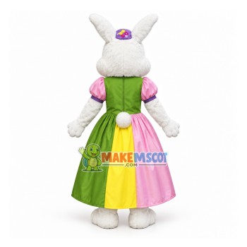 Easter Bunny Wearing Palace Dress Mascot Costume Easter Bunny Wearing Palace Dress Mascot Costume