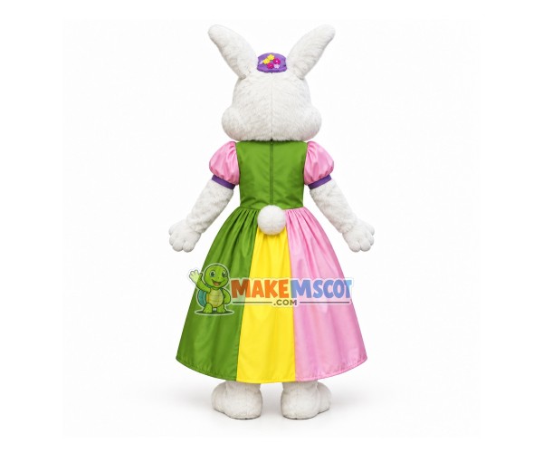 Easter Bunny Wearing Palace Dress Mascot Costume Easter Bunny Wearing Palace Dress Mascot Costume