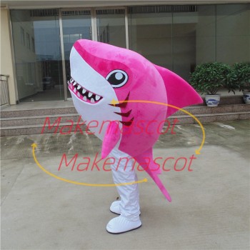 Rose Pink Cartoon Shark Mascot Costume