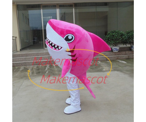 Rose Pink Cartoon Shark Mascot Costume Rose Pink Cartoon Shark Mascot Costume