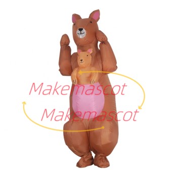 Inflatable Kangaroo Mother Holding Baby Mascot Costume