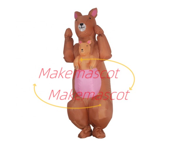 Inflatable Kangaroo Mother Holding Baby Mascot Costume Inflatable Kangaroo Mother Holding Baby Mascot Costume