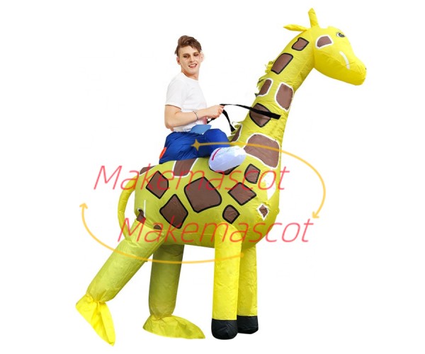 Inflatable Walking Yellow Giraffe Mascot Costume