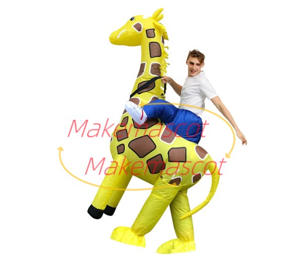 Inflatable Walking Yellow Giraffe Mascot Costume