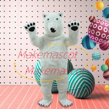 Fierce Short Plush Polar Bear Mascot Costume Fierce Short Plush Polar Bear Mascot Costume