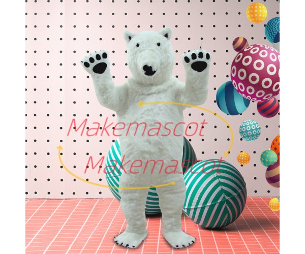 Fierce Short Plush Polar Bear Mascot Costume