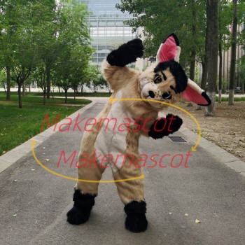 Innocent Brown Shaggy Wolf Cub Mascot Costume Innocent Brown Shaggy Wolf Cub Mascot Costume