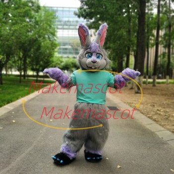Gray Long-haired Rabbit With Vigorous Limbs Mascot Costume Gray Long-haired Rabbit With Vigorous Limbs Mascot Costume