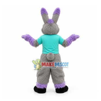 Gray Long-haired Rabbit With Vigorous Limbs Mascot Costume Gray Long-haired Rabbit With Vigorous Limbs Mascot Costume