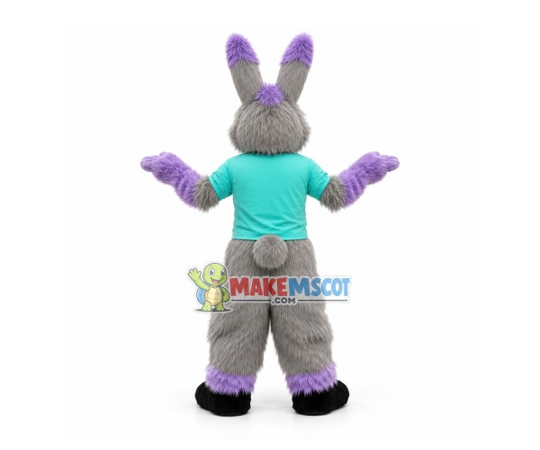 Gray Long-haired Rabbit With Vigorous Limbs Mascot Costume Gray Long-haired Rabbit With Vigorous Limbs Mascot Costume