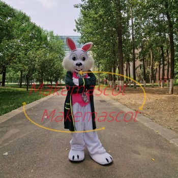 Professor White Rabbit In College Uniform Mascot Costume
