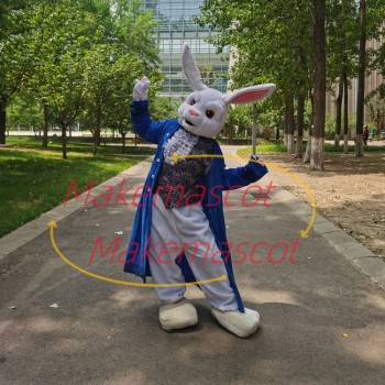 Aristocratic White Rabbit In Lace Vest Mascot Costume Aristocratic White Rabbit In Lace Vest Mascot Costume
