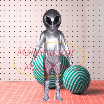 Silver Tin Alien Adult Mascot Costume