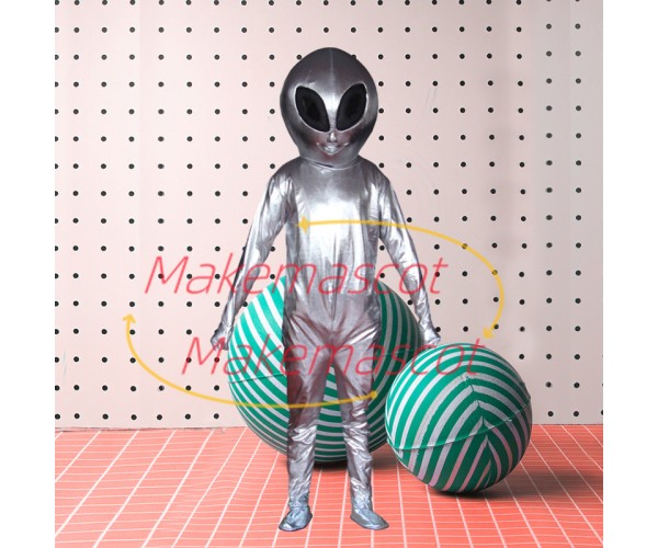 Silver Tin Alien Adult Mascot Costume Silver Tin Alien Adult Mascot Costume
