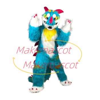 Rare Blue Hairy Dinosaur Monster Mascot Costume