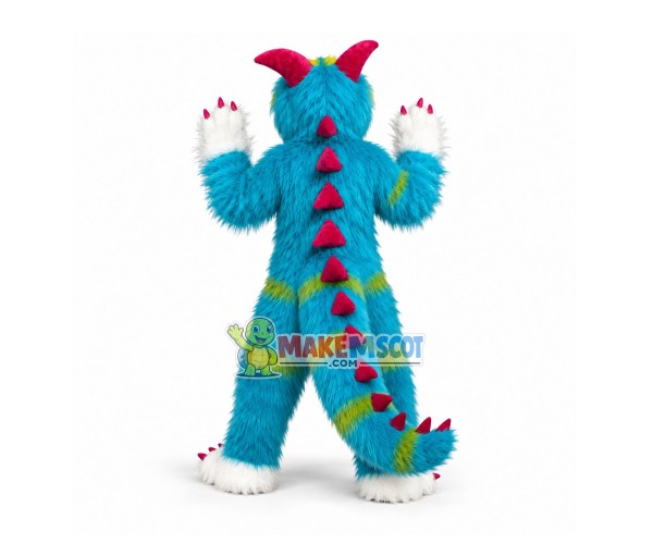 Rare Blue Hairy Dinosaur Monster Mascot Costume