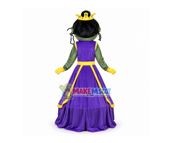 Dark-skinnd Princess In The Purple Dress Mascot Costume