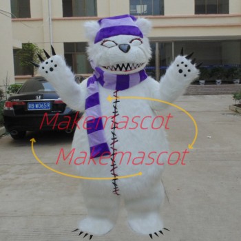 Stitched Violent Bear Mascot Adult Costume