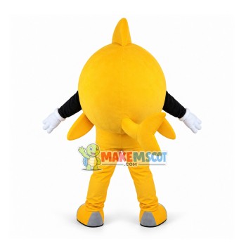 Round Body Yellow Bubble Fish Mascot Costume Round Body Yellow Bubble Fish Mascot Costume