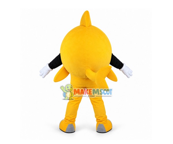 Round Body Yellow Bubble Fish Mascot Costume Round Body Yellow Bubble Fish Mascot Costume