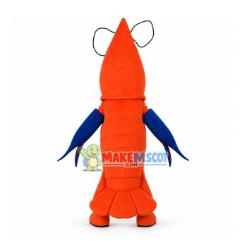 Standing Prawn With Blue Tongs Mascot Costume Standing Prawn With Blue Tongs Mascot Costume