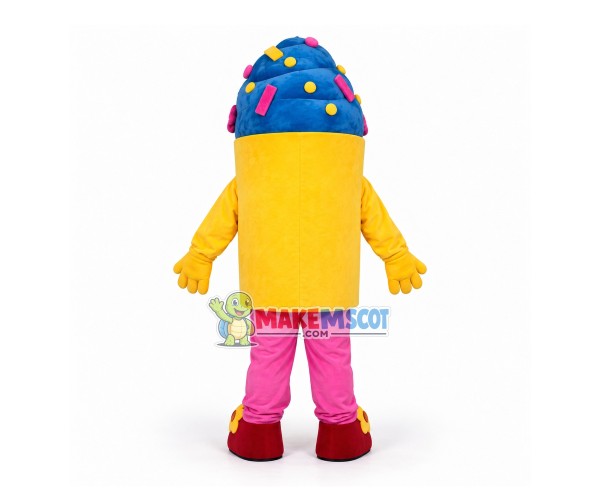 Blueberry Flavored Cupcake Filled With Sugar Granules Mascot Costume Blueberry Flavored Cupcake Filled With Sugar Granules Mascot Costume