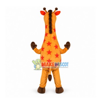 Baby Giraffe Printed With Red Stars Mascot Costume Baby Giraffe Printed With Red Stars Mascot Costume