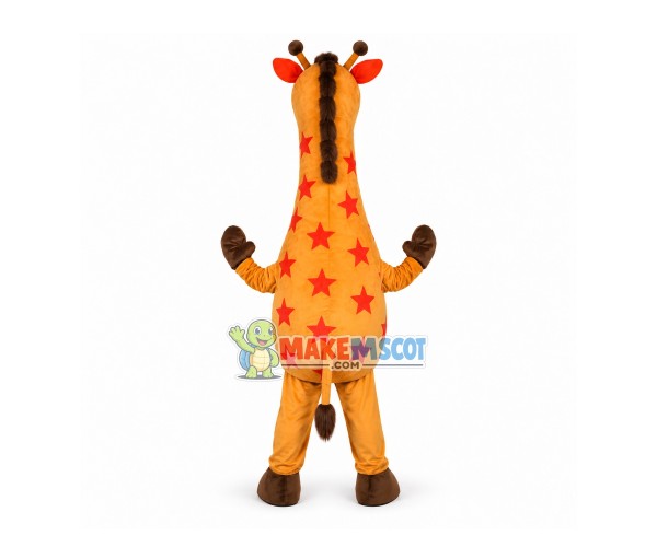 Baby Giraffe Printed With Red Stars Mascot Costume