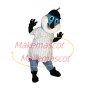 Delightful Blue Fox In The Striped Shirt Mascot Costume