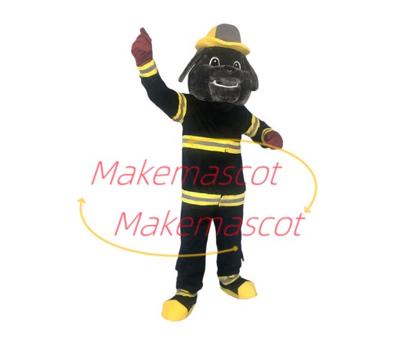 Brave Fireman The Black Bulldog Mascot Costume Brave Fireman The Black Bulldog Mascot Costume