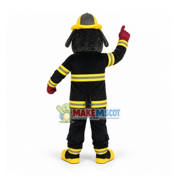 Brave Fireman The Black Bulldog Mascot Costume