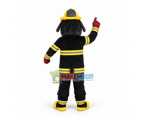 Brave Fireman The Black Bulldog Mascot Costume Brave Fireman The Black Bulldog Mascot Costume