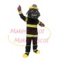 Brave Fireman The Black Bulldog Mascot Costume