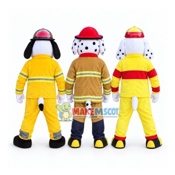 Fireman White Dog of Rescue Team Mascot Costume
