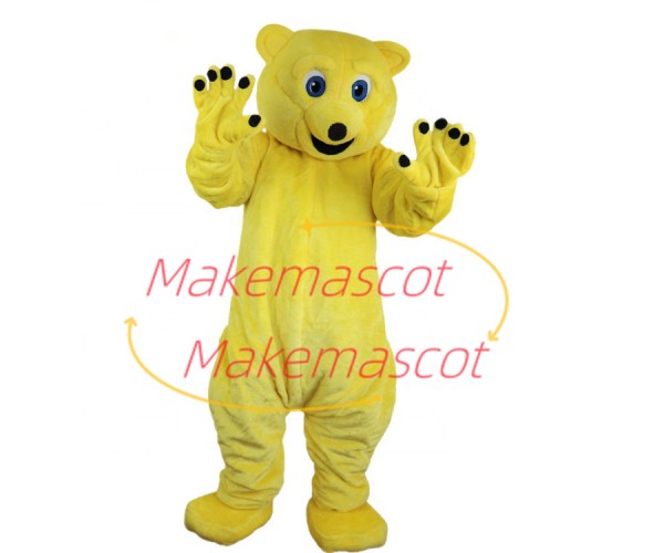 Docile Bright Yellow Soft Bear Mascot Costume Docile Bright Yellow Soft Bear Mascot Costume
