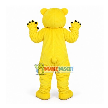 Docile Bright Yellow Soft Bear Mascot Costume