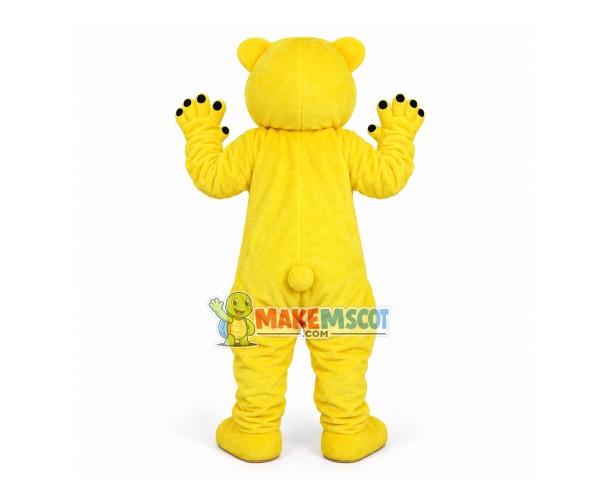 Docile Bright Yellow Soft Bear Mascot Costume